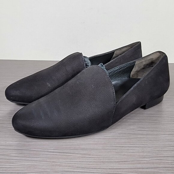 Paul Green Almond Toe Flat, Black Nubuck, Womens Size 7.5 US / 5 UK - Picture 1 of 13